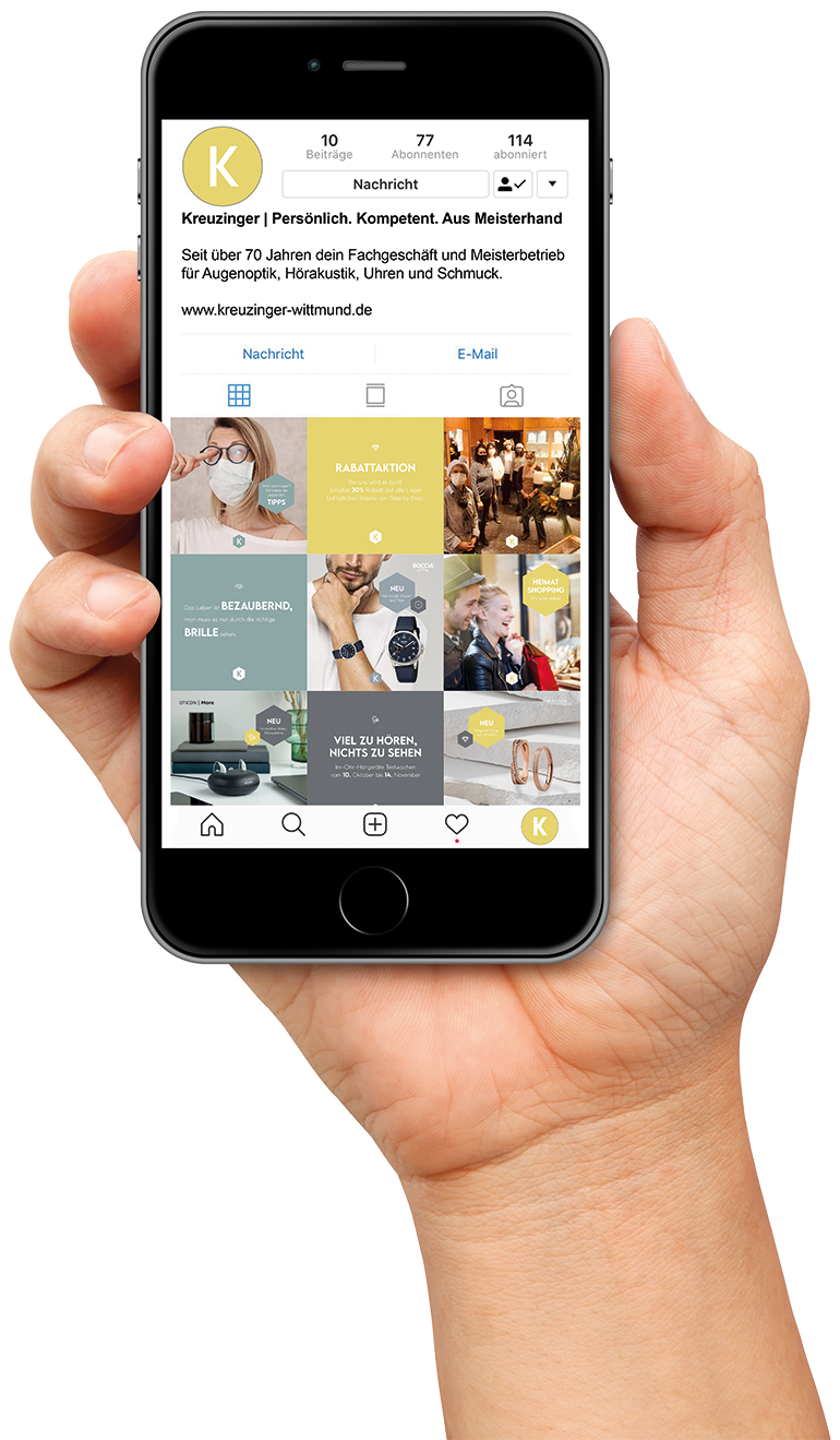 Instagram von Kreuzinger auf einem Smartphone